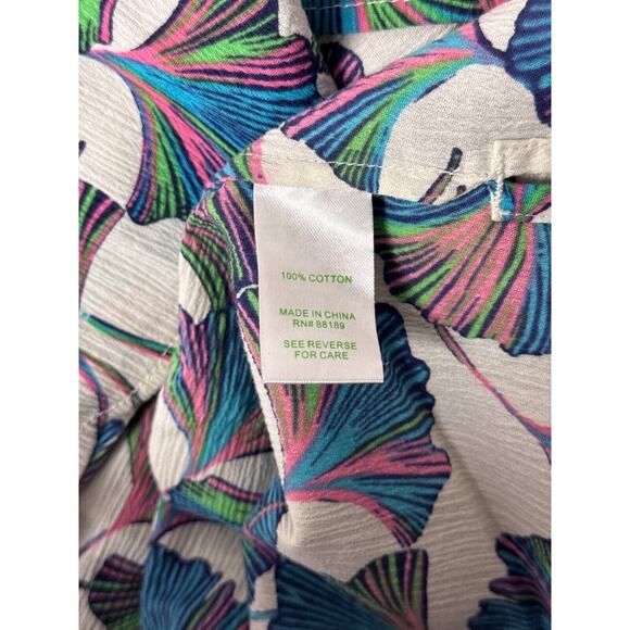 Lilly Pulitzer Blouse XS Womens Floral Textured Pleated 3/4 Sleeve Top - Picture 8 of 9